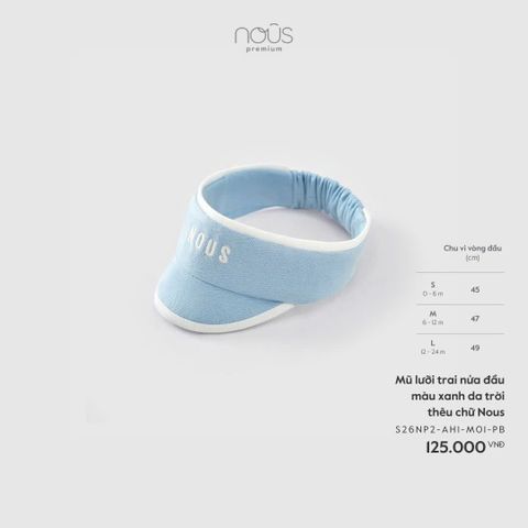 Mũ lưỡi trai nửa đầu màu xanh da trời thêu chữ Nous Premium