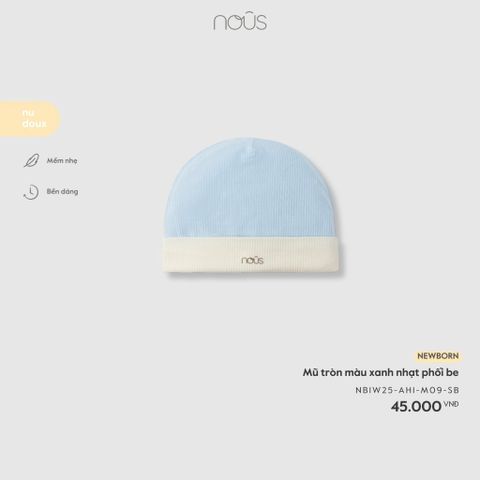 Mũ tròn màu xanh nhạt phối be Nous Doux