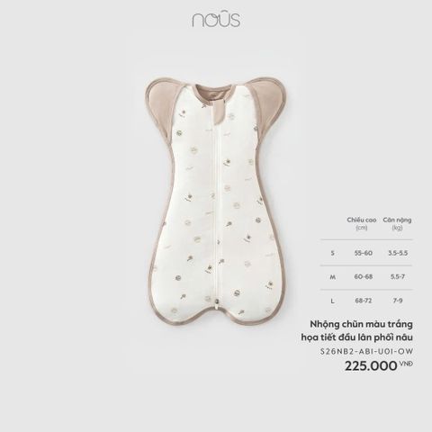 Nhộng chũn màu trắng hoạ tiết đầu lân phối nâu Nous