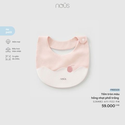 Yếm tròn màu hồng nhạt phối trắng Nous Petit