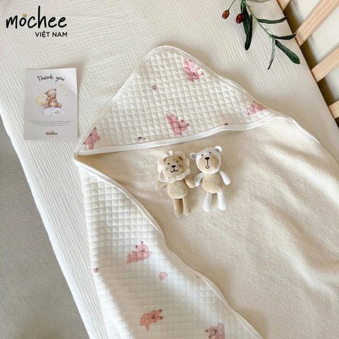 Ủ choàng lụa cotton chần bông lót lông Mochee ( các mẫu )