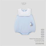 Bodysuit sát nách xanh da trời in thuyền phối trắng Nous Premium