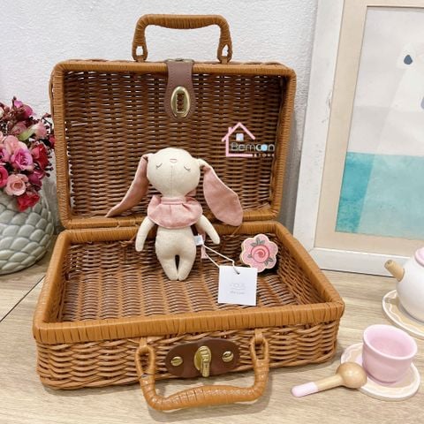 Gấu bông Cotton Rabbit cổ áo bèo hồng Nous S