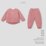 Bộ dài chui đầu màu hồng in chữ Nous Kid