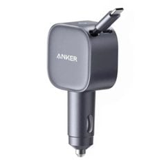 Tẩu sạc ô tô Anker Nano 1C 75W (Built-In Retractable USB-C Cable) Xám A2738