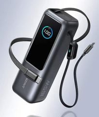 Sạc dự phòng Anker Zolo 1C1A 165W 25000mah (Built-In USB-C and Retractable Cable) Bạc A1695