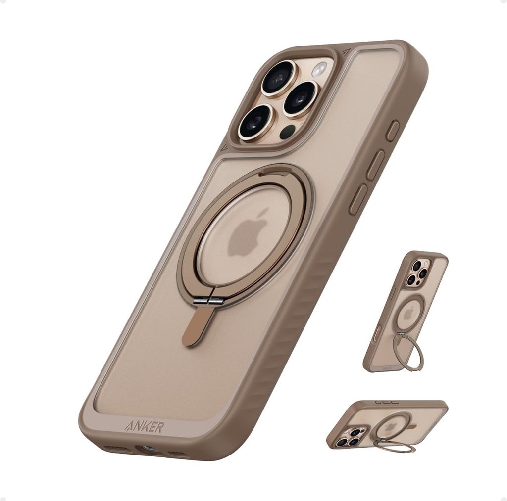 Ốp lưng Anker MagGo Magnetic 360° Ring Stand iPhone 16 Pro Max Titanium Golden A90H1HBC
