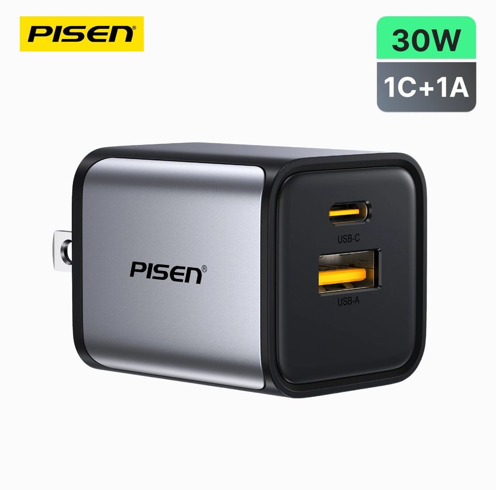 Sạc Pisen BOLT Lite 30W 2-Port GaNUltra Fast Charger (US) model TP-C63