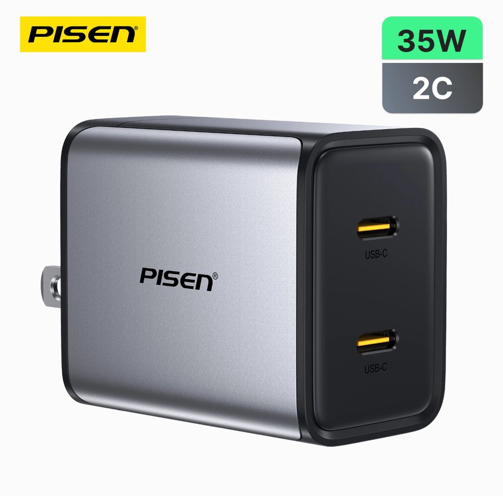 Sạc Pisen BOLT Lite 35W 2-Port GaNUltra Fast Charger(US) model TP-C64