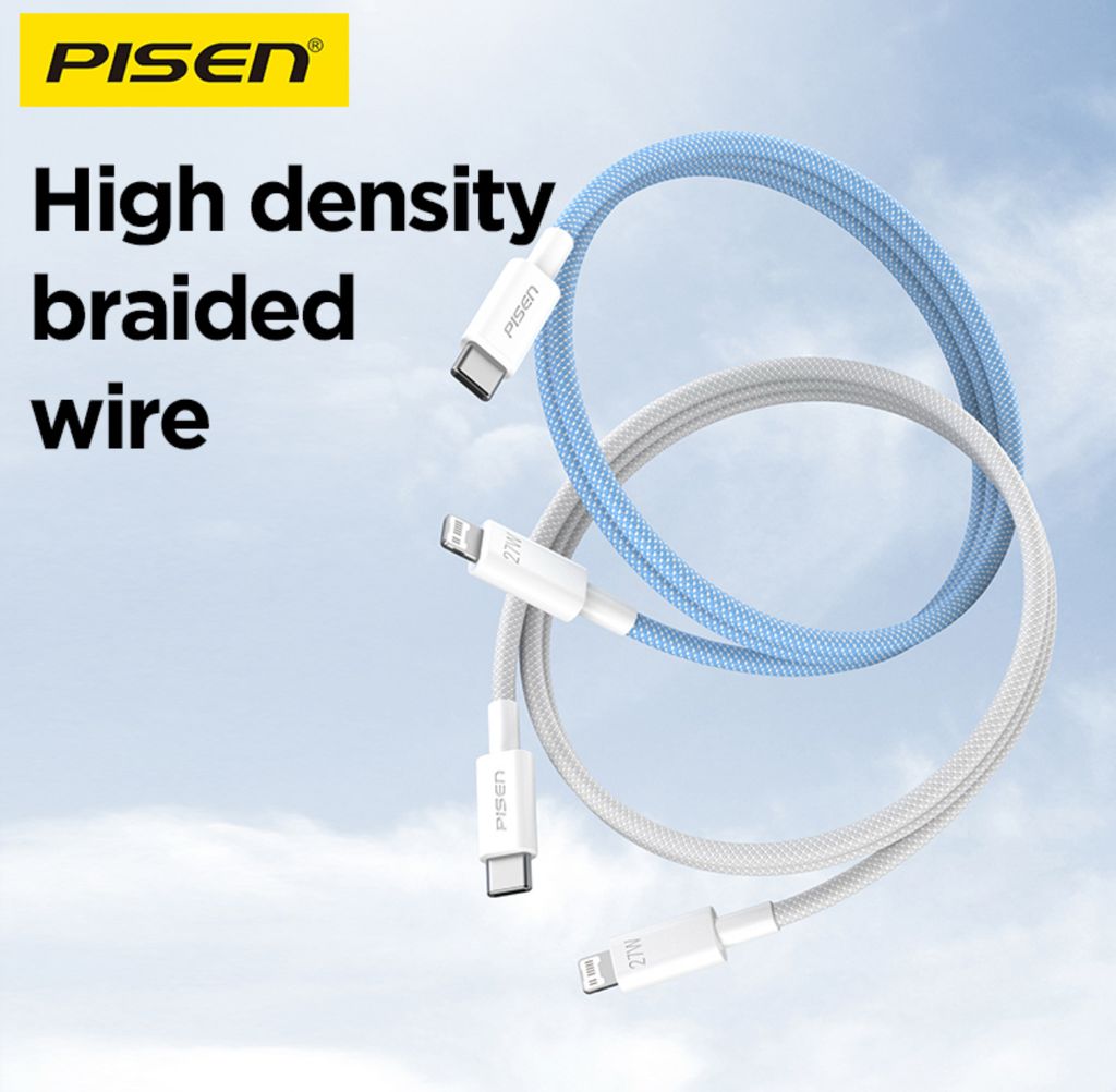 Cáp sạc PISEN QUICK - Vivid Lightning USB-C 1m, Blue Sky model CL-PD10-1000