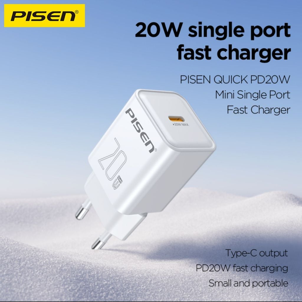 Cốc PISEN QUICK - Vivid USB-C 20W GaN EU model TC-082C20G