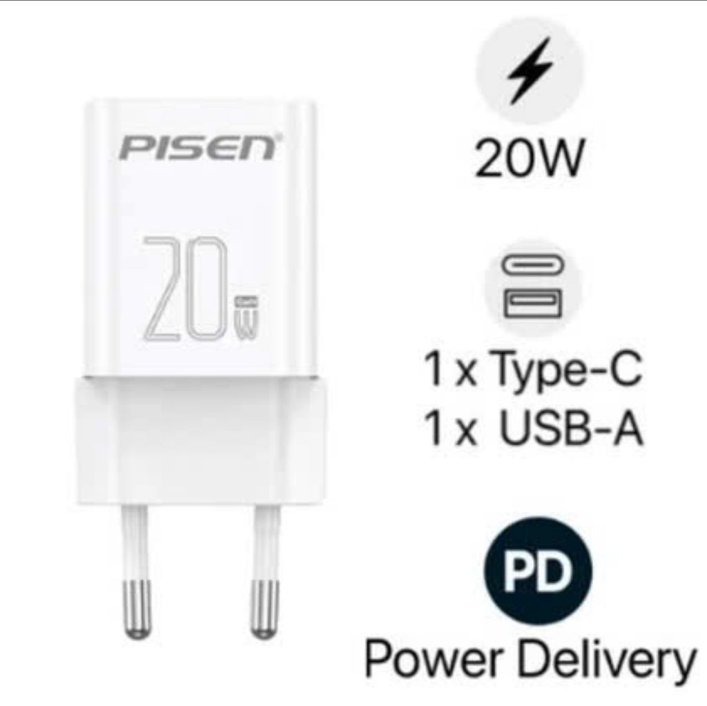 Cốc PISEN QUICK - Vivid USB-C 20W 1C1A GaN EU model TC-082AC20G