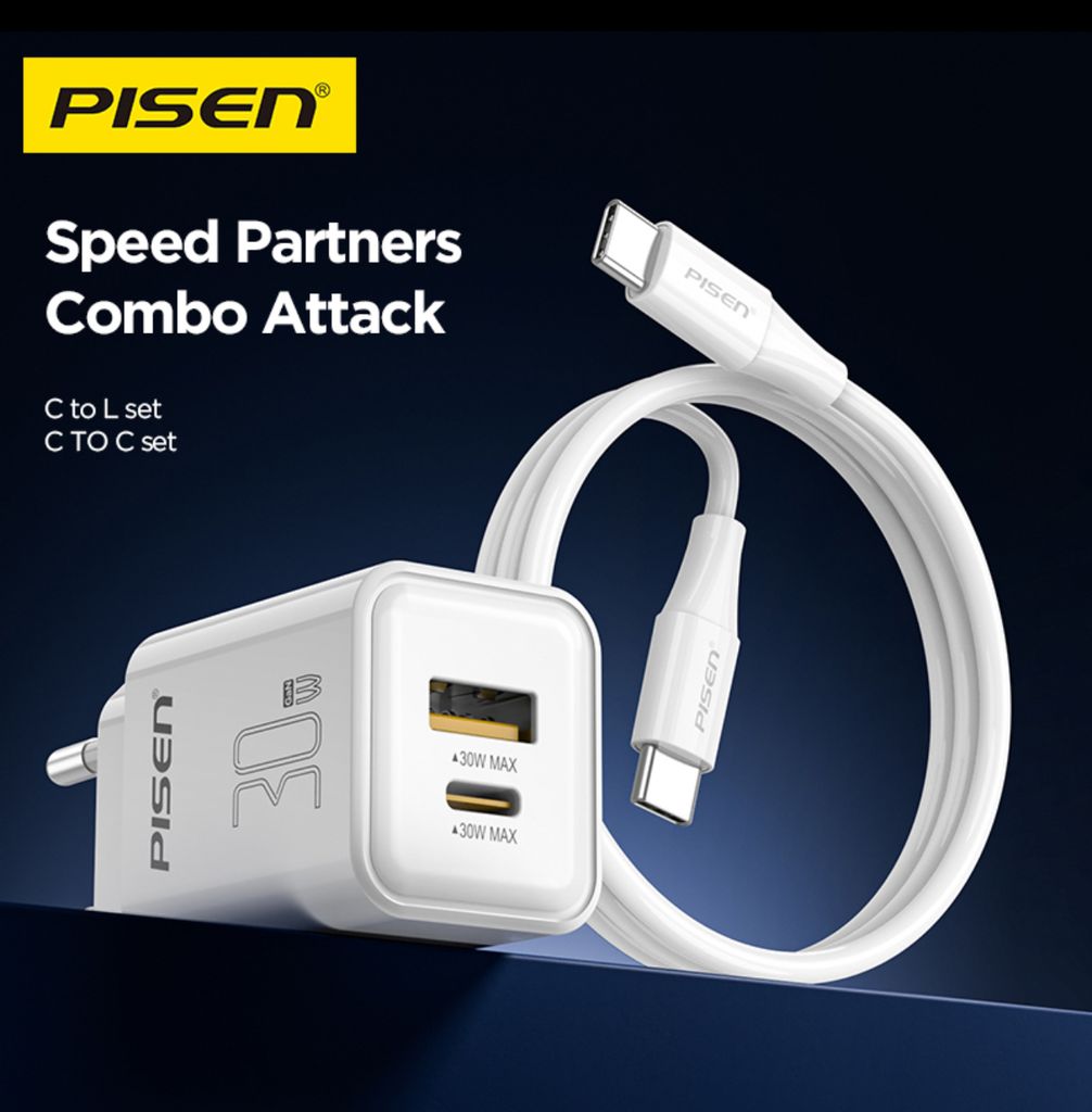 Cốc PISEN QUICK - Vivid USB-C 30W 1C1A GaN EU model TC-082AC30G