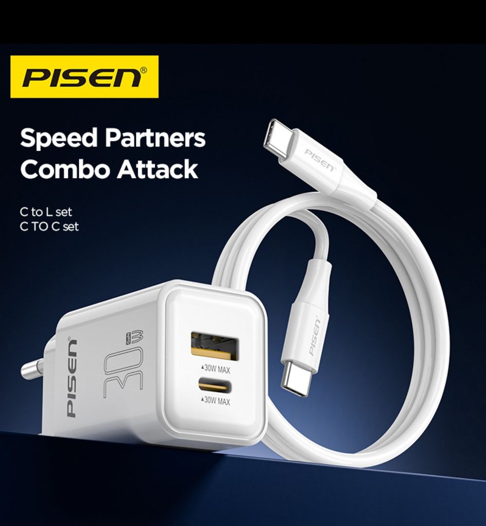 Cốc PISEN QUICK - Vivid USB-C 30W 1C1A CC1000 GaN EU model TC-082AC30G