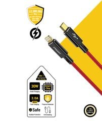 Cáp PISEN QUICK Platinum Lightning USB-C 1m, Đỏ đen - Global model CL-PD09-1000 (GLB)