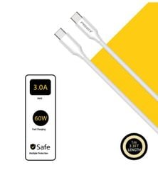Cáp PISEN QUICK - Mr White USB-C (C-C) PD 60W 1m,fully compatible, trắng - Global model CC-PD01-1000(GLB)
