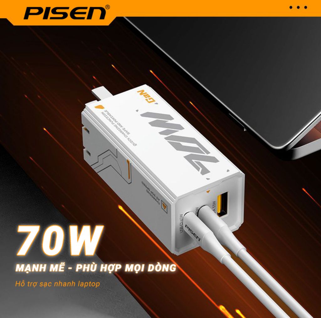 Sạc PISEN PRO -Mecha GaNUltra 70W 2C1A CC1200 model TS-C177 (Mecha)