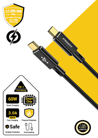 Cáp PISEN QUICK Platinum USB-C (C-C) PD 60W 1.5m,fully compatible, Magic Black - Global model CC-PD12-1500 (GLB)