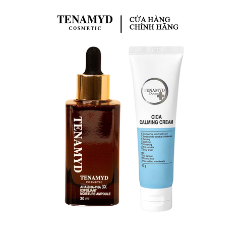 Combo Tenamyd làm sạch và dưỡng ẩm phục hồi (AHA-BHA-PHA 30ml  + kem dưỡng ẩm Cica 50g)