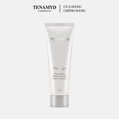 Sữa rửa mặt có hạt sáng mịn da - TENAMYD WHITE LAGOON PURE WHITE REFRESH SCRUB FOAM CLEANSER/ Tuýp/ 120g