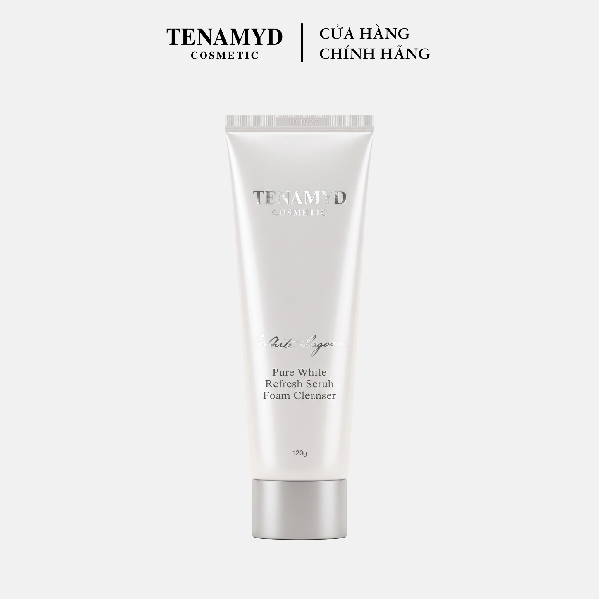 Sữa rửa mặt có hạt sáng mịn da - TENAMYD WHITE LAGOON PURE WHITE REFRESH SCRUB FOAM CLEANSER/ Tuýp/ 120g