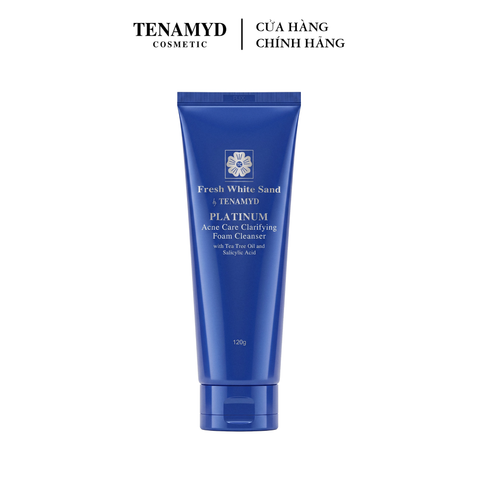 Sữa rửa mặt dành cho da mụn - FRESH WHITE SAND BY TENAMYD PLATINUM ACNE CARE CLARIFYING  FOAM CLEANSER/ tuýp/ 120g