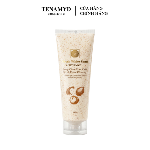 Sữa làm sạch tế bào chết - FRESH WHITE SAND BY TENAMYD DEEP CLEAN PORE CARE SCRUB FOAM  CLEANSER / Tuýp / 120g