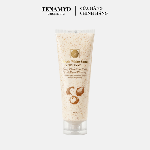 Sữa làm sạch tế bào chết - FRESH WHITE SAND BY TENAMYD DEEP CLEAN PORE CARE SCRUB FOAM  CLEANSER / Tuýp / 120g