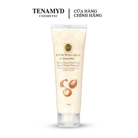 Sữa làm sạch tế bào chết - FRESH WHITE SAND BY TENAMYD DEEP CLEAN PORE CARE SCRUB FOAM  CLEANSER / Tuýp / 120g