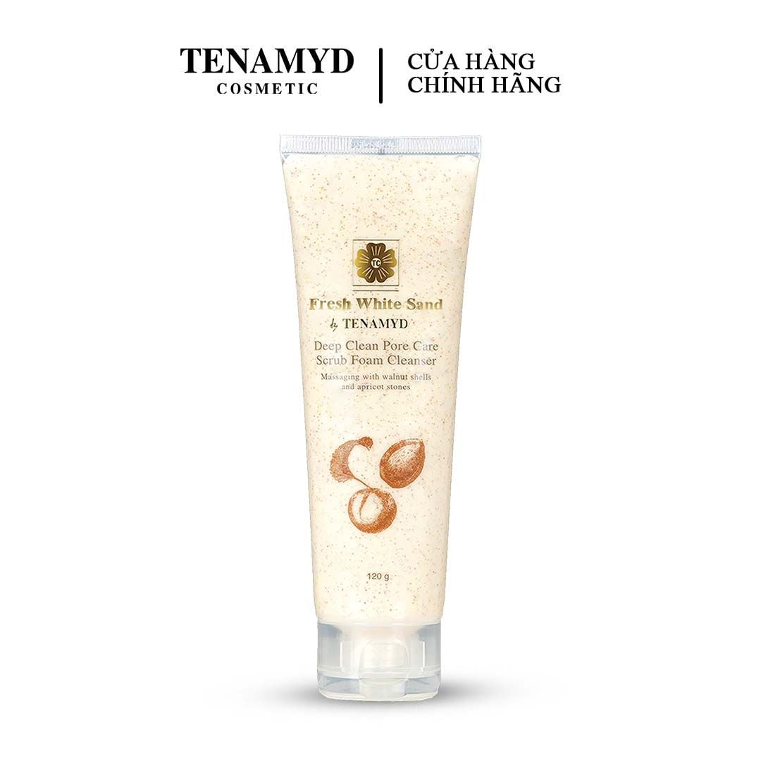 Sữa làm sạch tế bào chết - FRESH WHITE SAND BY TENAMYD DEEP CLEAN PORE CARE SCRUB FOAM  CLEANSER / Tuýp / 120g