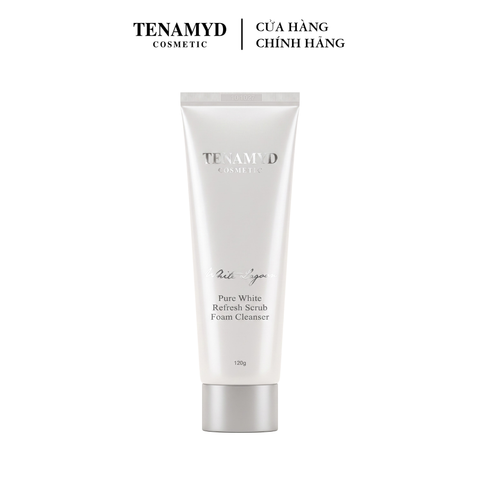 Sữa rửa mặt có hạt sáng mịn da - TENAMYD WHITE LAGOON PURE WHITE REFRESH SCRUB FOAM CLEANSER/ Tuýp/ 120g