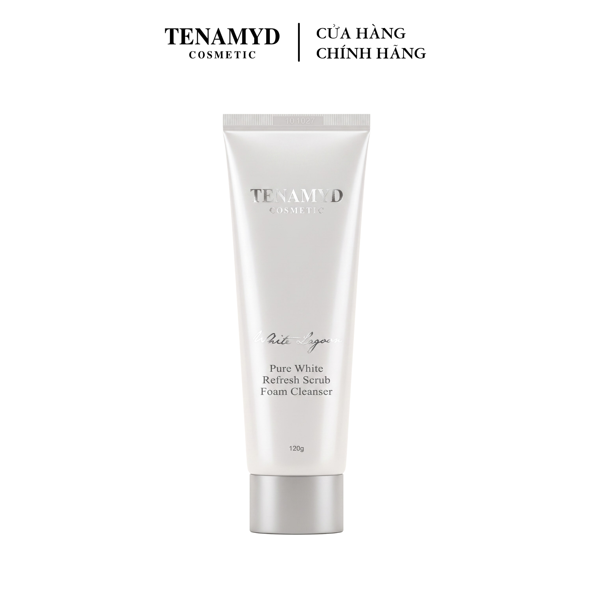 Sữa rửa mặt có hạt sáng mịn da - TENAMYD WHITE LAGOON PURE WHITE REFRESH SCRUB FOAM CLEANSER/ Tuýp/ 120g