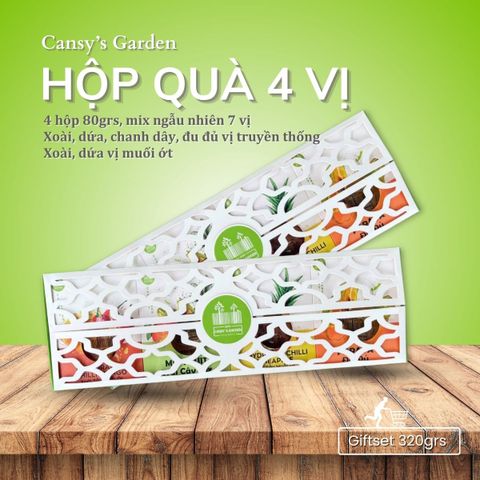Hộp Quà Trái Cây Sấy Dẻo 4 Vị 320gr (Xoài, Dứa, Chanh Dây, Đu Đủ)
