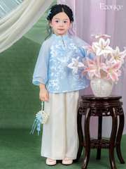 Bộ gấm tơ bé gái Econice Lam Chi