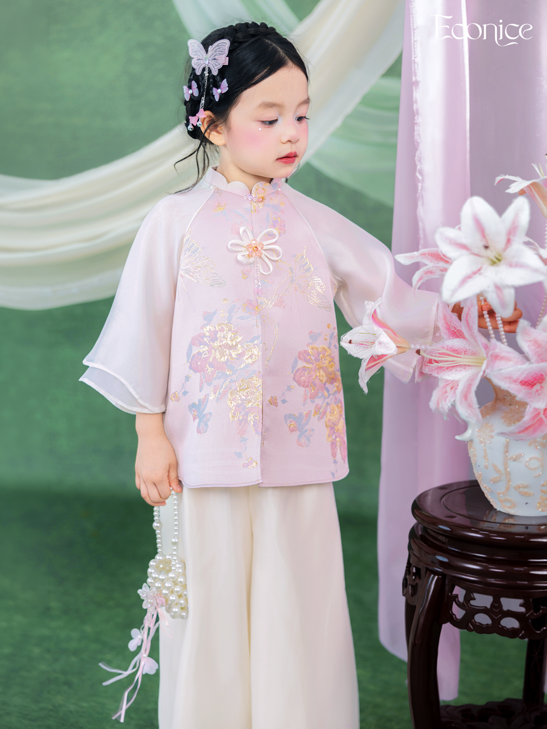 Bộ gấm tơ bé gái Econice Hạ Điệp