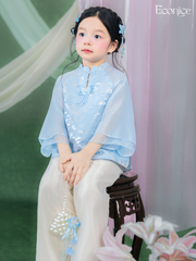 Bộ gấm tơ bé gái Econice Lam Chi