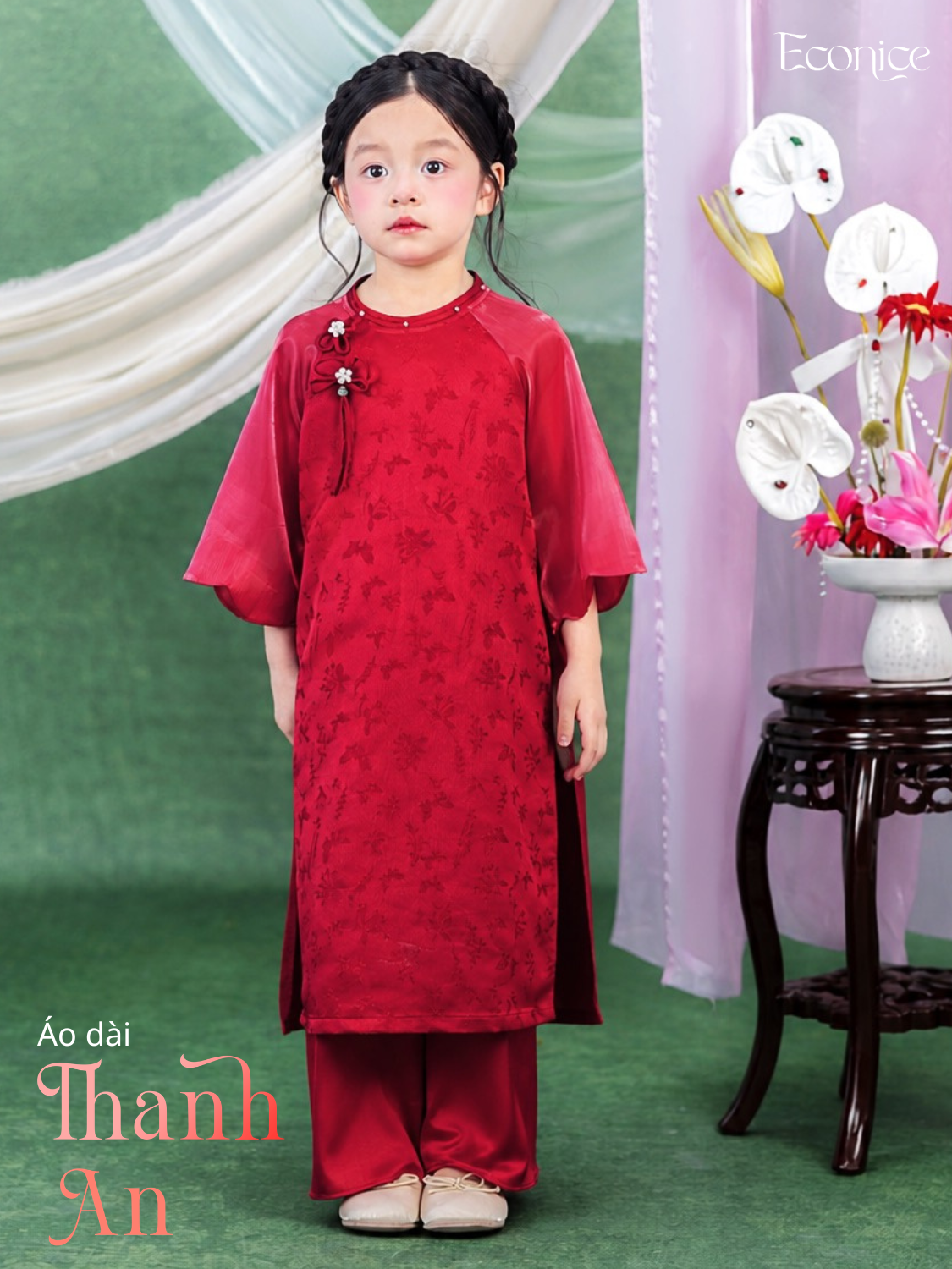 Set áo dài cách tân bé gái Econice Thanh An