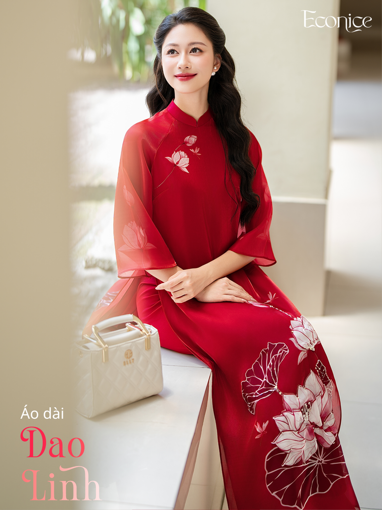 Set áo dài cách tân nữ đính kết Econice Dao Linh
