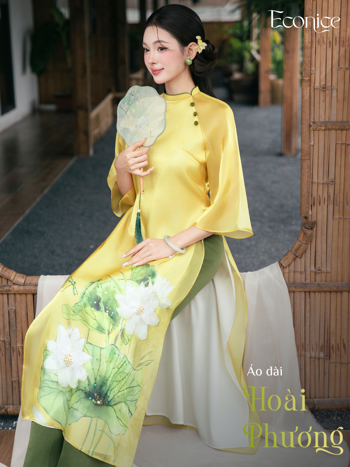 Set áo dài cách tân nữ đính kết Econice Hoài Phương