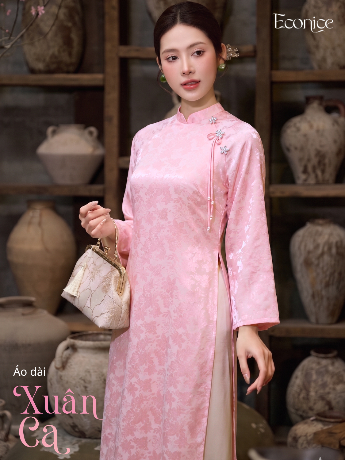 Set áo dài cách tân nữ Econice Xuân Ca