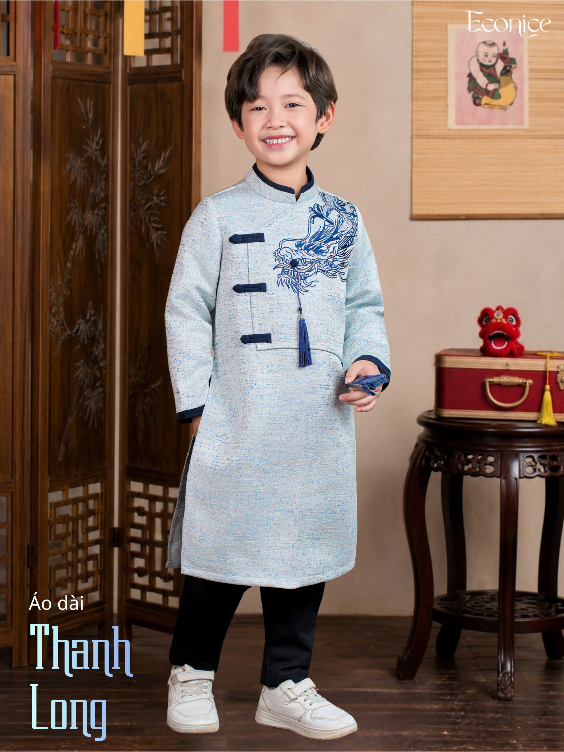 Áo dài cách tân bé trai Thanh Long