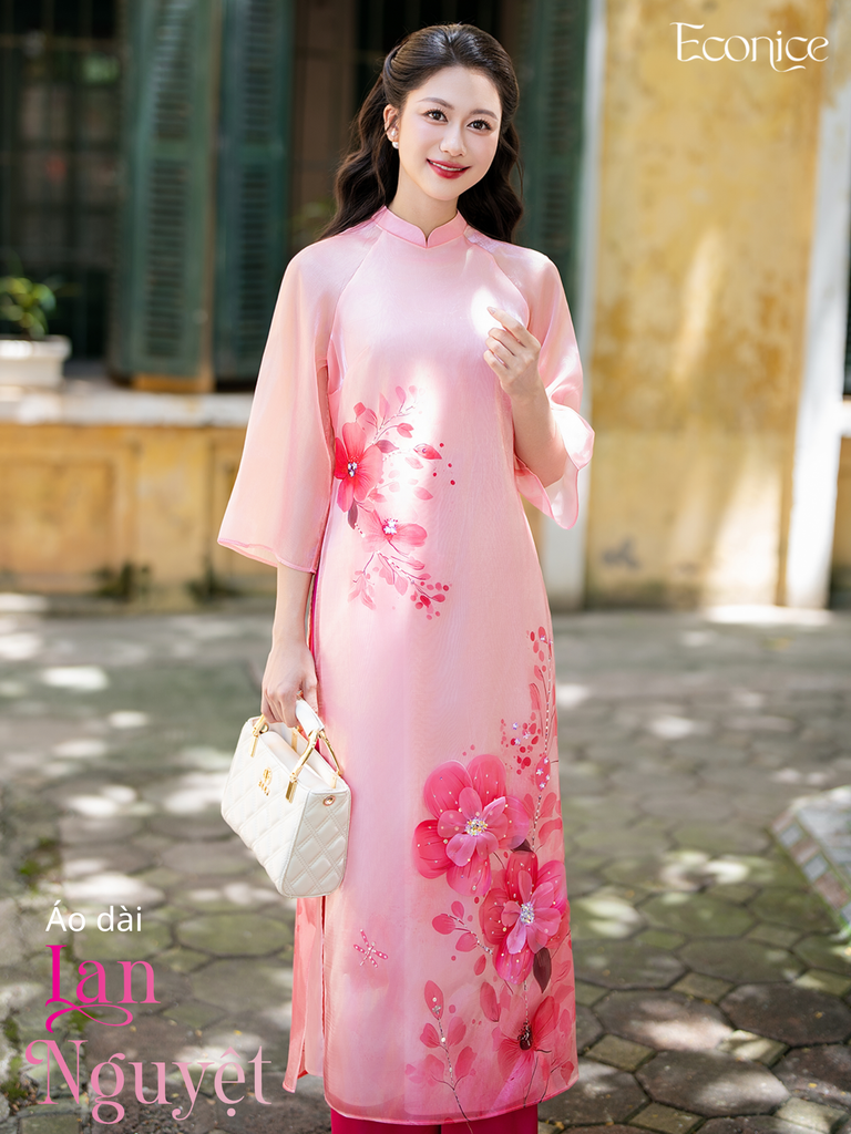 Set áo dài cách tân nữ đính kết Econice Lan Nguyệt