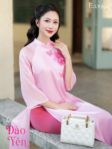 Set áo dài cách tân nữ đính kết Econice Đào Yên