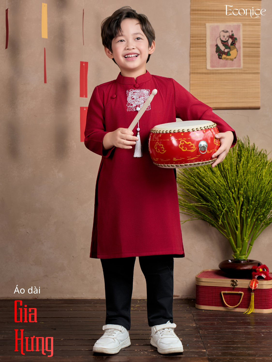 Áo dài cách tân bé trai Econice Gia Hưng