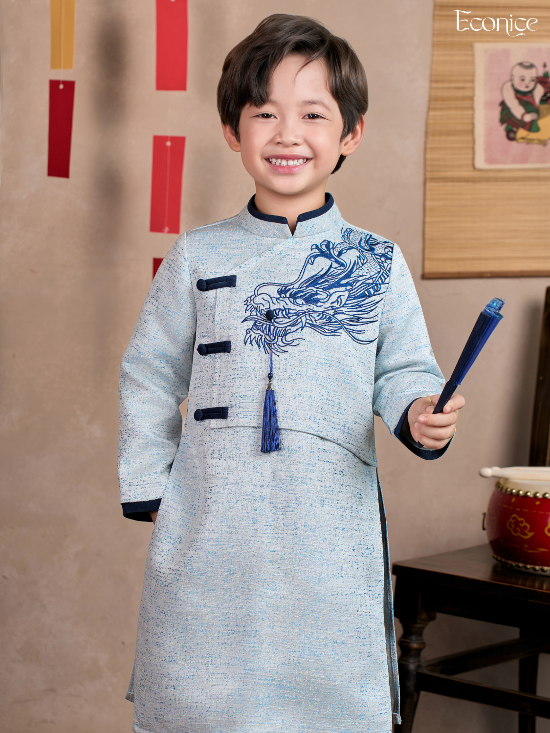 Áo dài cách tân bé trai Thanh Long