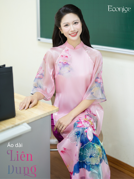 Set áo dài cách tân nữ đính kết Econice Liên Dung