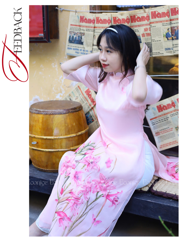 Set áo dài cách tân nữ đính kết Econice Ngọc Uyển