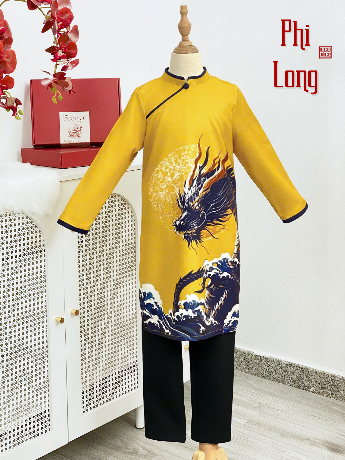 Áo dài cách tân bé trai Econice Phi Long