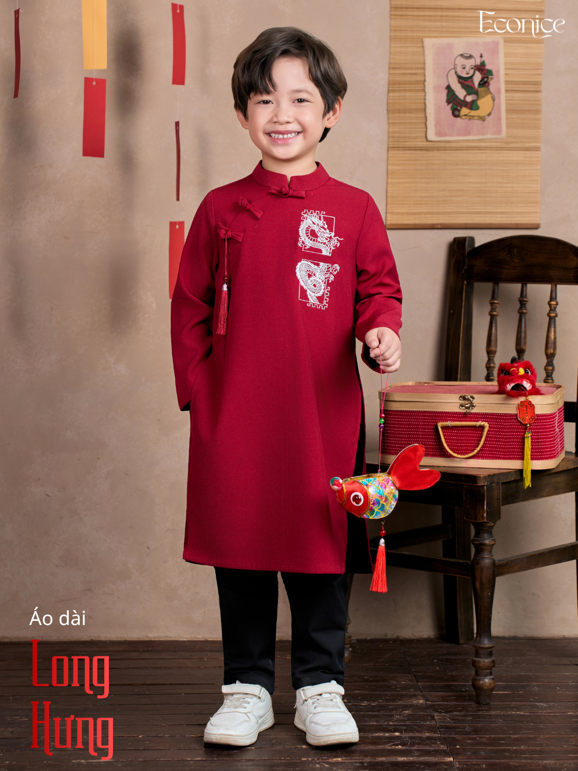 Áo dài cách tân bé trai Econice Long Hưng