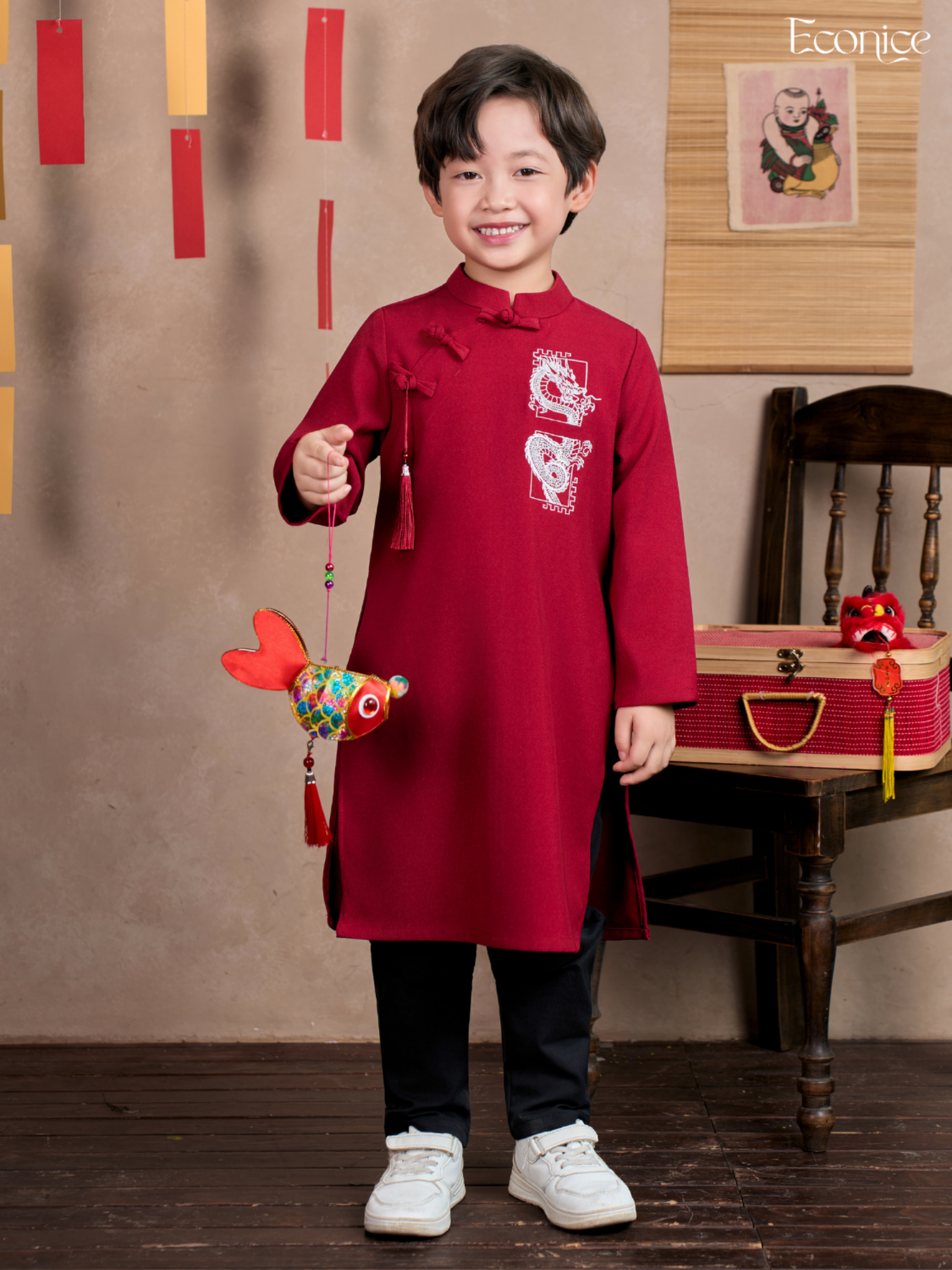 Áo dài cách tân bé trai Econice Long Hưng